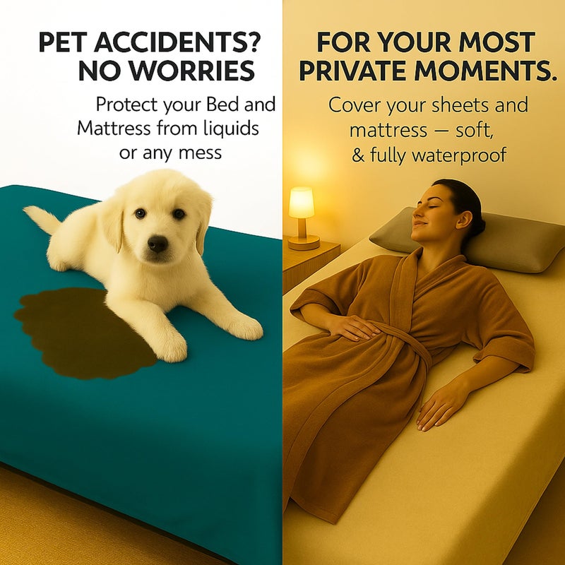 Callarome Waterproof Blanket for Bed or Couch â€“ Soft and Leakproof Waterproof Throw Blanket, Water Proof & Stain Resistant Easy to Clean Throw Blanket Cover for Adults or Pets, Reversible Blue/Beige 80â€x90â€ - Image 2
